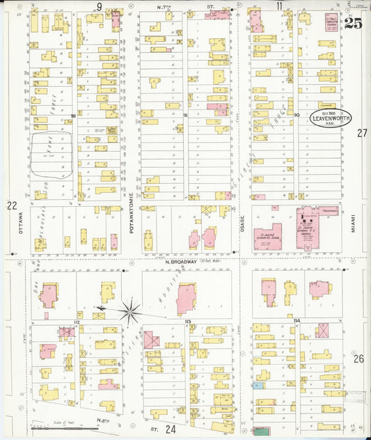 Sanborn Fire Insurance Map from Leavenworth, Leavenworth County, Kansas (1905), Sheet #0026 - Historic Sanborn Fire Insurance Map Print, vintage old map wall art, antique decor, genealogy gift, Kansas Kansas map