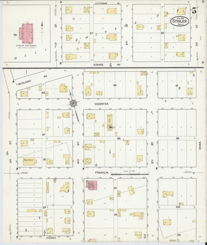 Sanborn Fire Insurance Map from Stigler, Haskell County, Oklahoma (1916), Sheet #0005 - Complete Map Set gallery image, historic Sanborn map, vintage wall art, Oklahoma Oklahoma