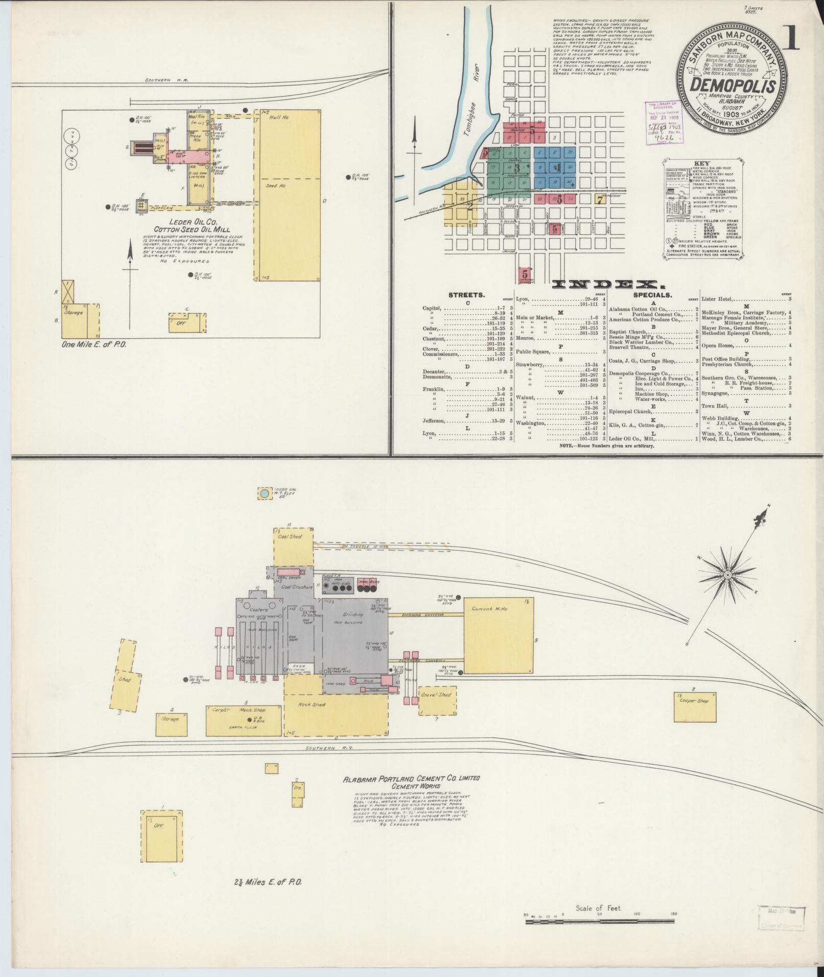 Sanborn Fire Insurance Map from Demopolis, Marengo County, Alabama (1903), Sheet #0001 - Complete Map Set gallery image, historic Sanborn map, vintage wall art, Alabama Alabama