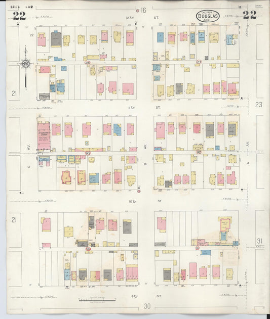 Sanborn Fire Insurance Map from Douglas, Cochise County, Arizona (1947), Sheet #0022 - Historic Sanborn Fire Insurance Map Print, vintage old map wall art, antique decor, genealogy gift, Arizona Arizona map
