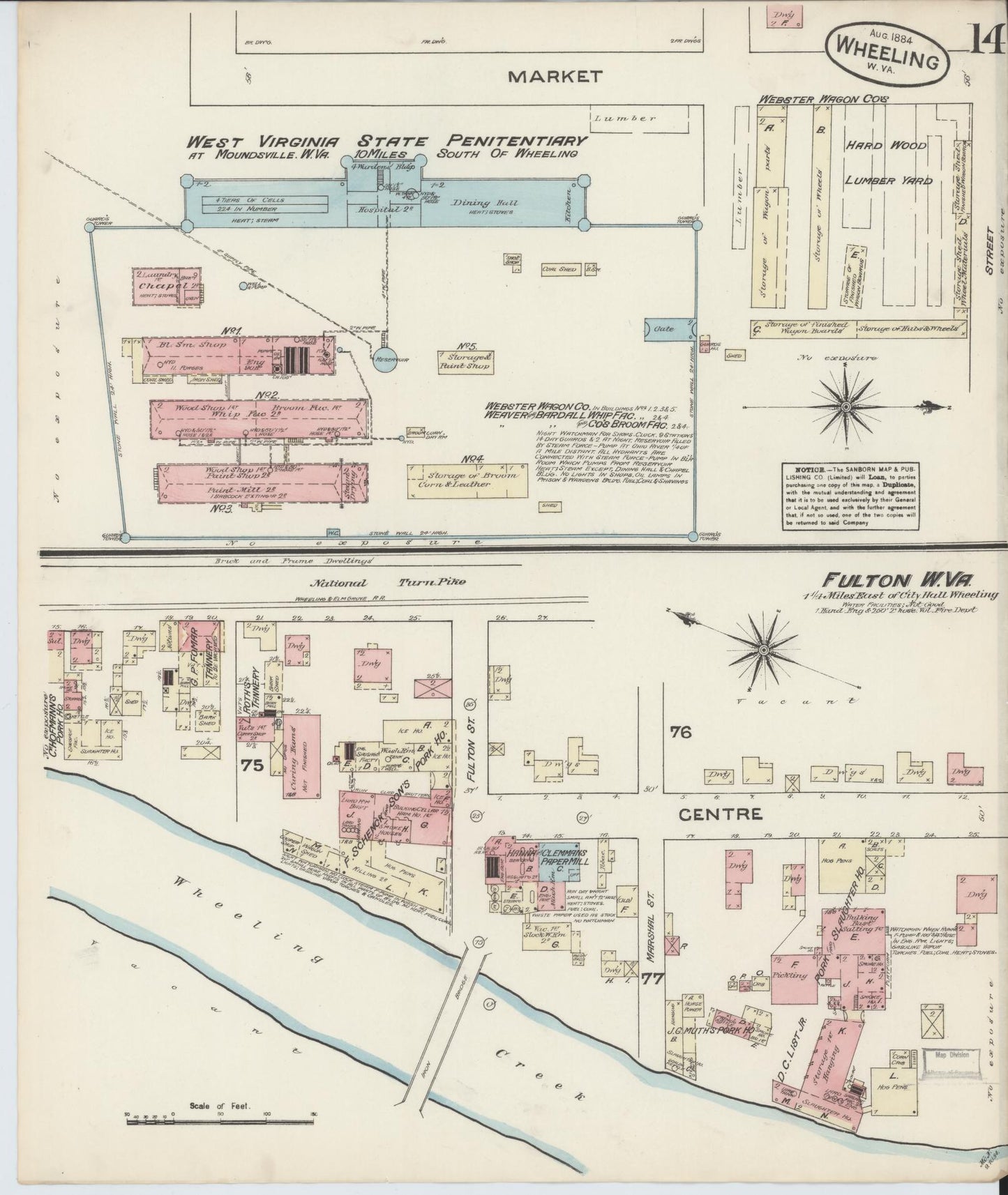 Sanborn Fire Insurance Map from Wheeling, Ohio County, West Virginia (1884), Sheet #0014 - Complete Map Set gallery image, historic Sanborn map, vintage wall art, West Virginia West Virginia