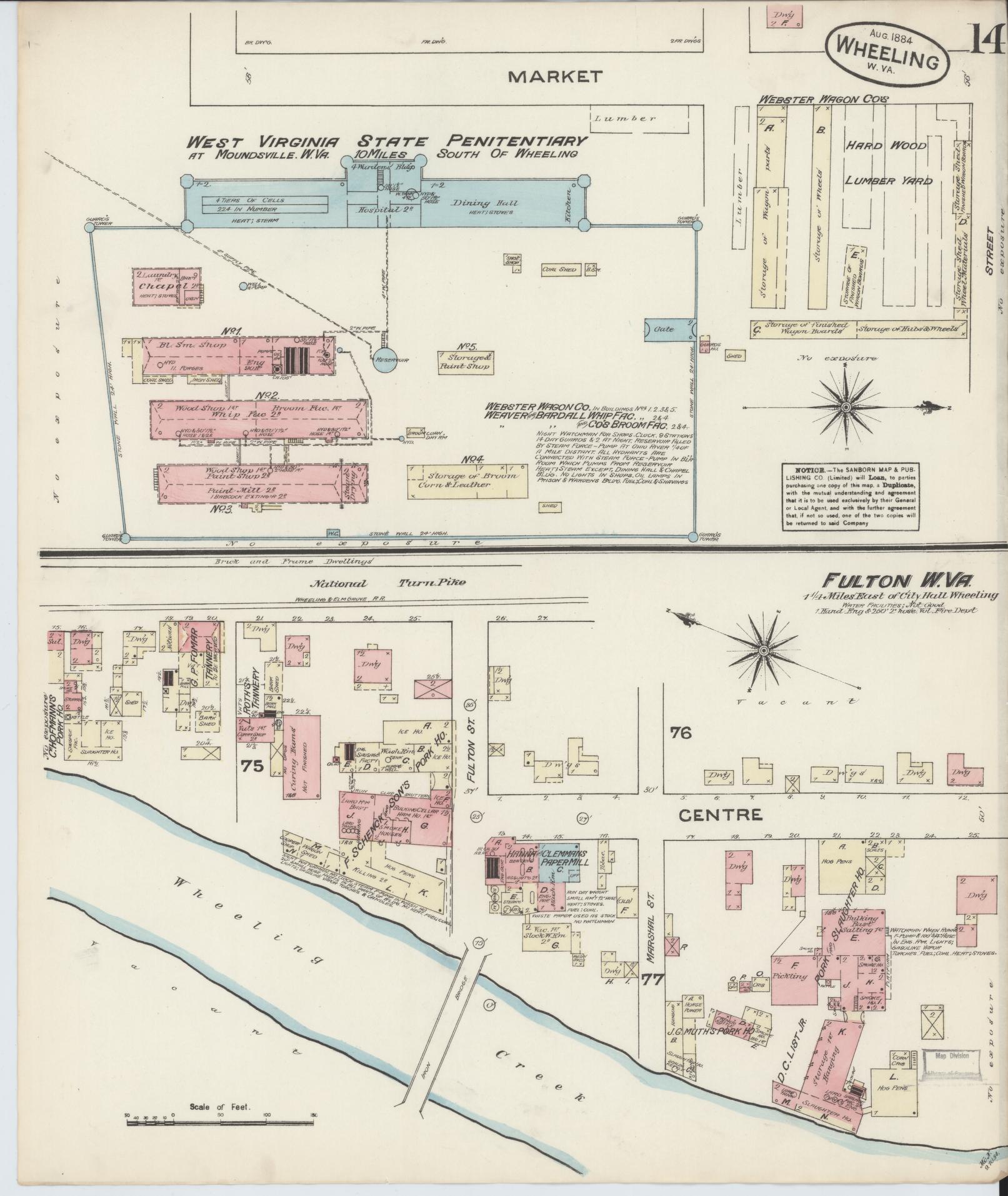 Sanborn Fire Insurance Map from Wheeling, Ohio County, West Virginia (1884), Sheet #0014 - Complete Map Set gallery image, historic Sanborn map, vintage wall art, West Virginia West Virginia