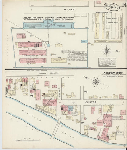 Sanborn Fire Insurance Map from Wheeling, Ohio County, West Virginia (1884), Sheet #0014 - Complete Map Set gallery image, historic Sanborn map, vintage wall art, West Virginia West Virginia