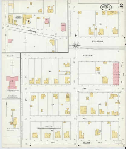 Sanborn Fire Insurance Map from Mcrae, Telfair County, Georgia (1904), Sheet #0002 - Complete Map Set gallery image, historic Sanborn map, vintage wall art, Georgia Georgia