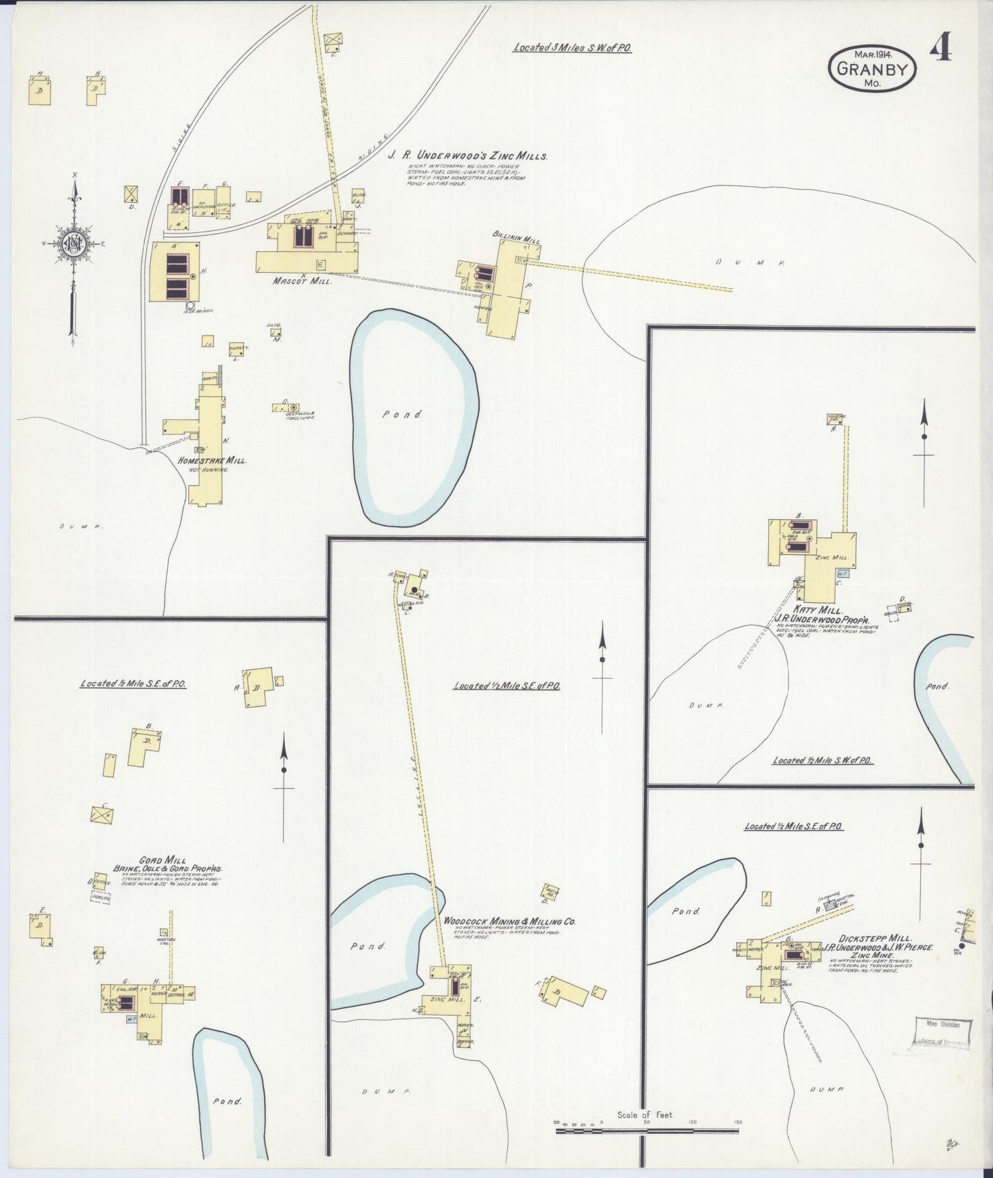 Sanborn Fire Insurance Map from Granby, Newton County, Missouri (1914), Sheet #0004 - Historic Sanborn Fire Insurance Map Print, vintage old map wall art, antique decor, genealogy gift, Missouri Missouri map