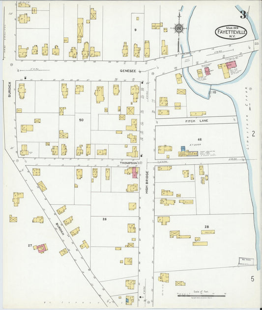 Sanborn Fire Insurance Map from Fayetteville, Onondaga County, New York (1919), Sheet #0003 - Historic Sanborn Fire Insurance Map Print, vintage old map wall art, antique decor, genealogy gift, New York New York map
