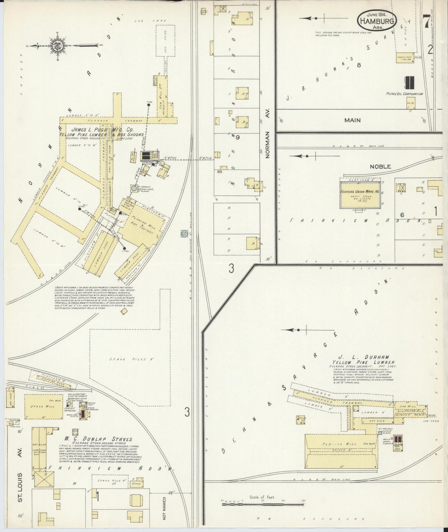 Sanborn Fire Insurance Map from Hamburg, Ashley County, Arkansas (1914), Sheet #0007 - Complete Map Set gallery image, historic Sanborn map, vintage wall art, Arkansas Arkansas