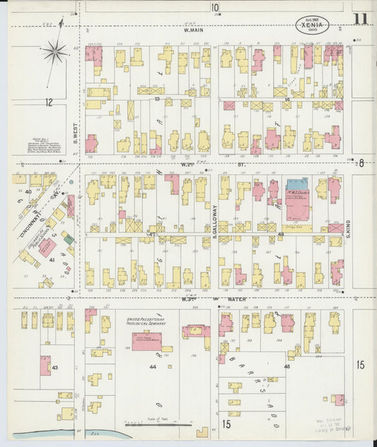 Sanborn Fire Insurance Map from Xenia, Greene County, Ohio (1901), Sheet #0011 - Historic Sanborn Fire Insurance Map Print, vintage old map wall art, antique decor, genealogy gift, Ohio Ohio map