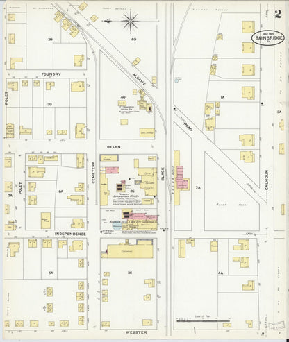 Sanborn Fire Insurance Map from Bainbridge, Decatur County, Georgia (1909), Sheet #0002 - Complete Map Set gallery image, historic Sanborn map, vintage wall art, Georgia Georgia