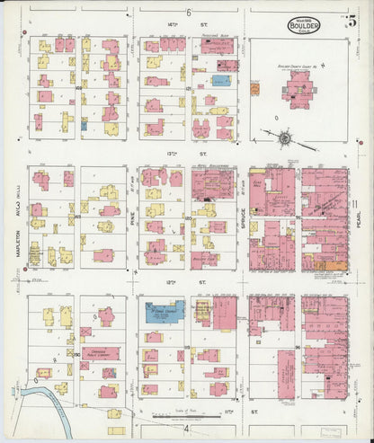Sanborn Fire Insurance Map from Boulder, Boulder County, Colorado (1918), Sheet #0005 - Complete Map Set gallery image, historic Sanborn map, vintage wall art, Colorado Colorado