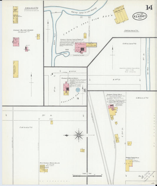 Sanborn Fire Insurance Map from Kearney, Buffalo County, Nebraska (1904), Sheet #0014 - Historic Sanborn Fire Insurance Map Print, vintage old map wall art, antique decor, genealogy gift, Nebraska Nebraska map