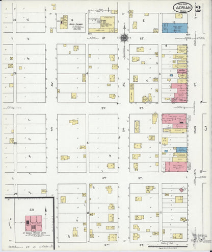 Sanborn Fire Insurance Map from Adrian, Nobles County, Minnesota (1922), Sheet #0002 - Historic Sanborn Fire Insurance Map Print, vintage old map wall art, antique decor, genealogy gift, Minnesota Minnesota map