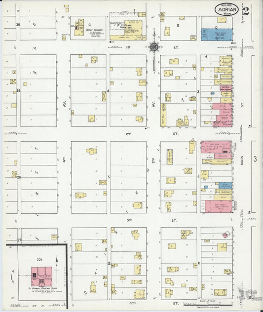 Sanborn Fire Insurance Map from Adrian, Nobles County, Minnesota (1922), Sheet #0002 - Historic Sanborn Fire Insurance Map Print, vintage old map wall art, antique decor, genealogy gift, Minnesota Minnesota map