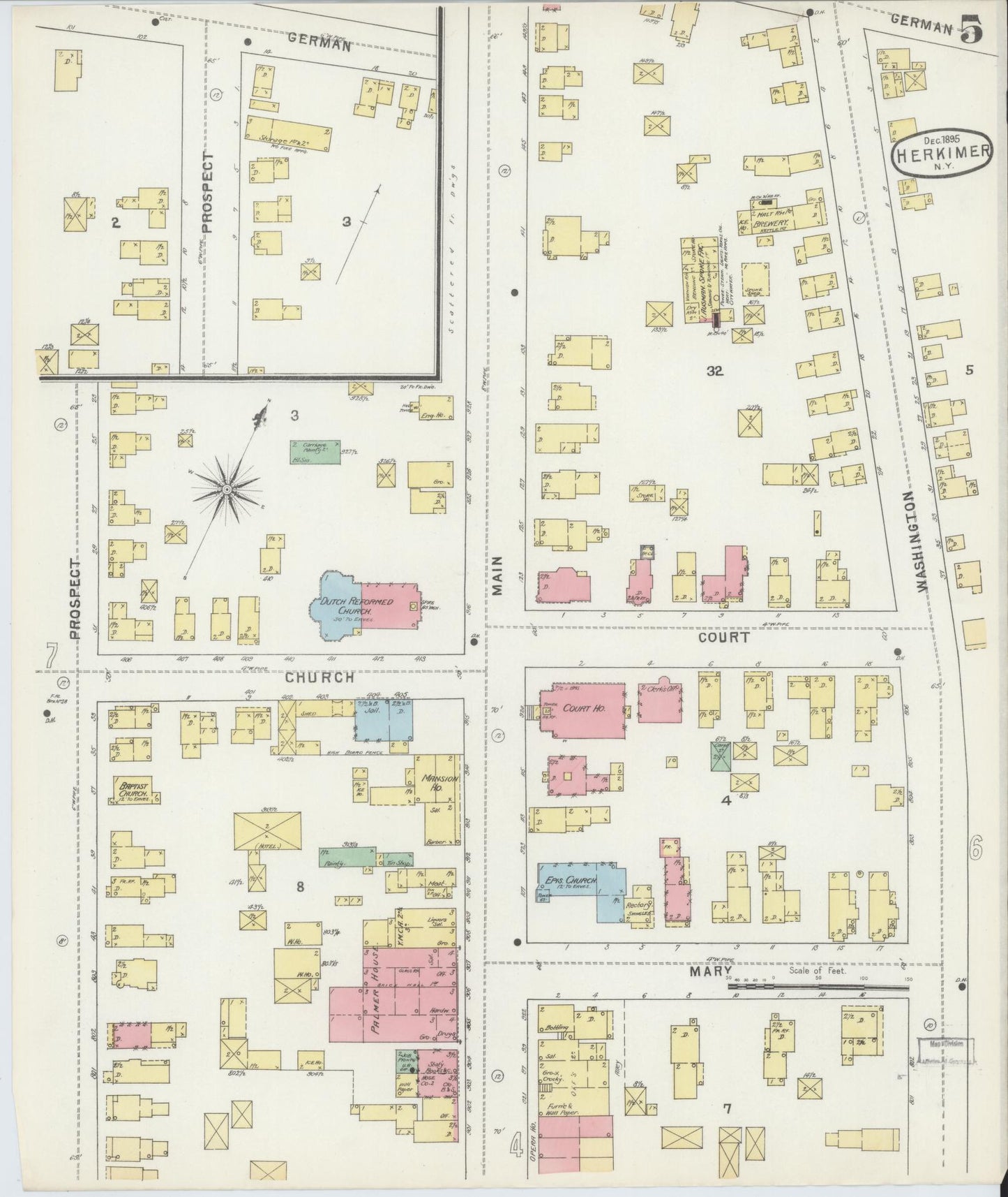 Sanborn Fire Insurance Map from Herkimer, Herkimer County, New York (1895), Sheet #0005 - Complete Map Set gallery image, historic Sanborn map, vintage wall art, New York New York