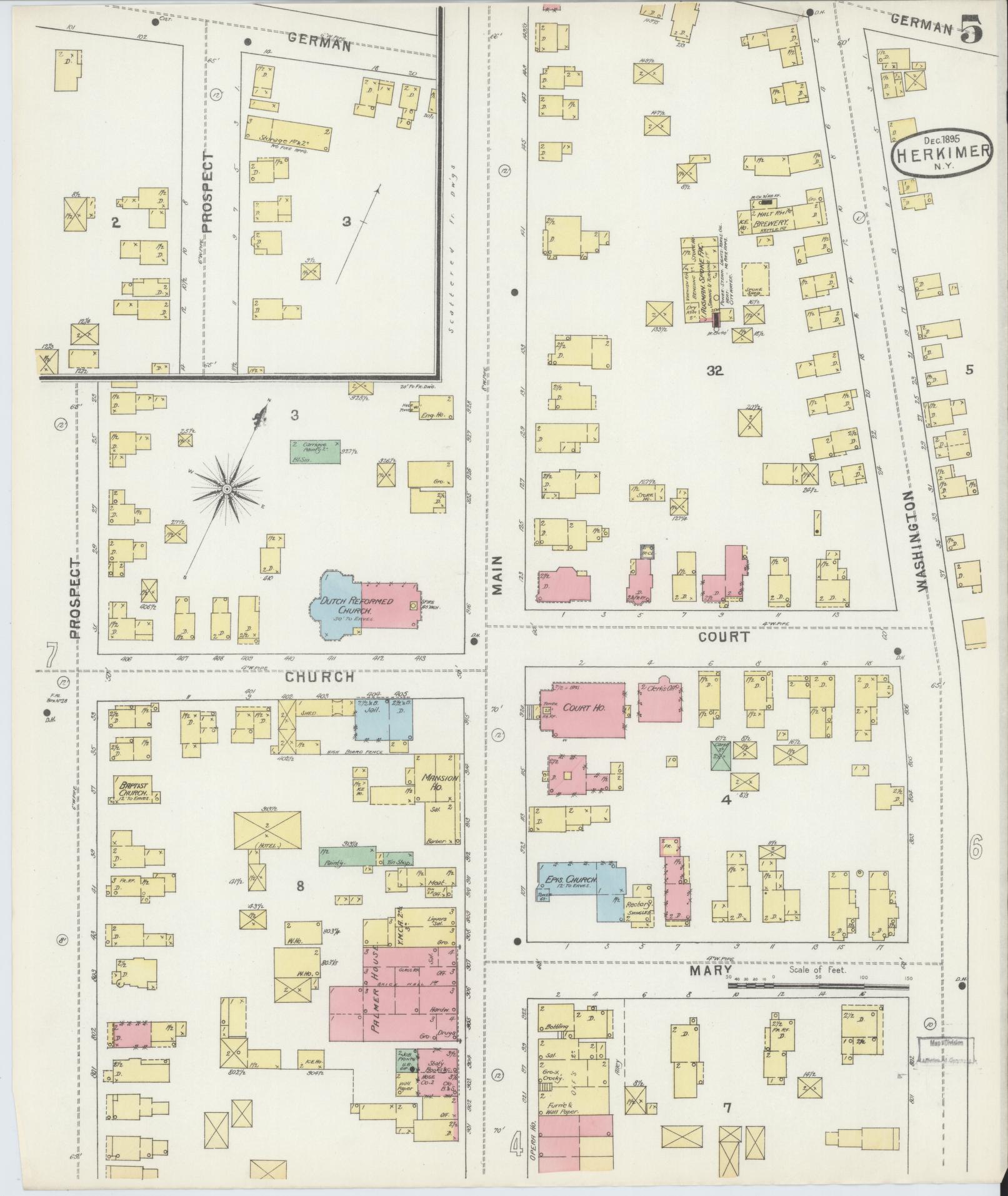 Sanborn Fire Insurance Map from Herkimer, Herkimer County, New York (1895), Sheet #0005 - Complete Map Set gallery image, historic Sanborn map, vintage wall art, New York New York