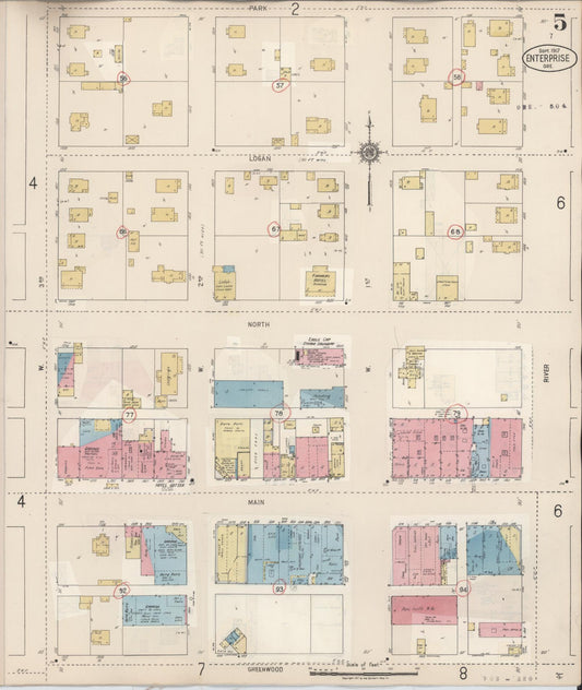 Sanborn Fire Insurance Map from Enterprise, Wallowa County, Oregon (1941), Sheet #0005 - Historic Sanborn Fire Insurance Map Print, vintage old map wall art, antique decor, genealogy gift, Oregon Oregon map