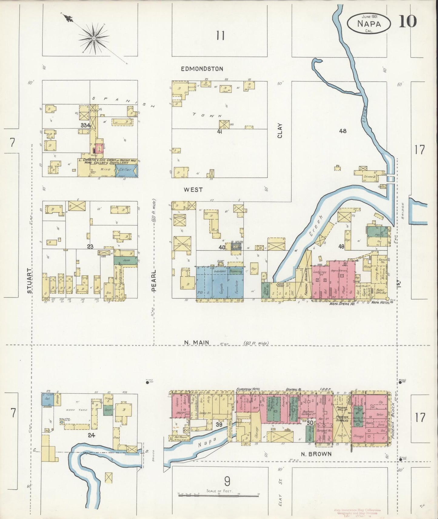 Sanborn Fire Insurance Map from Napa, Napa County, California (1901), Sheet #0010 - Complete Map Set gallery image, historic Sanborn map, vintage wall art, California California