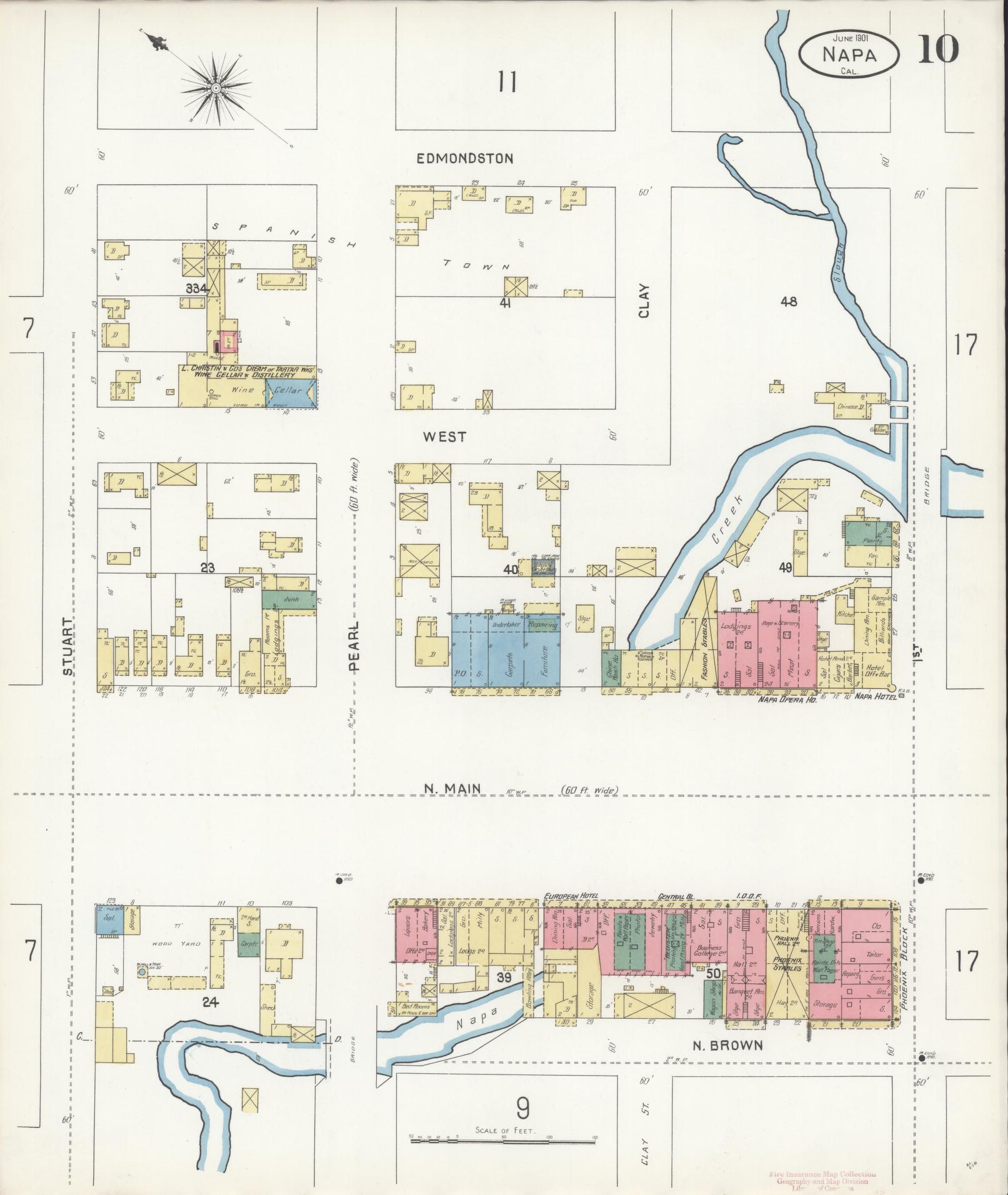 Sanborn Fire Insurance Map from Napa, Napa County, California (1901), Sheet #0010 - Complete Map Set gallery image, historic Sanborn map, vintage wall art, California California