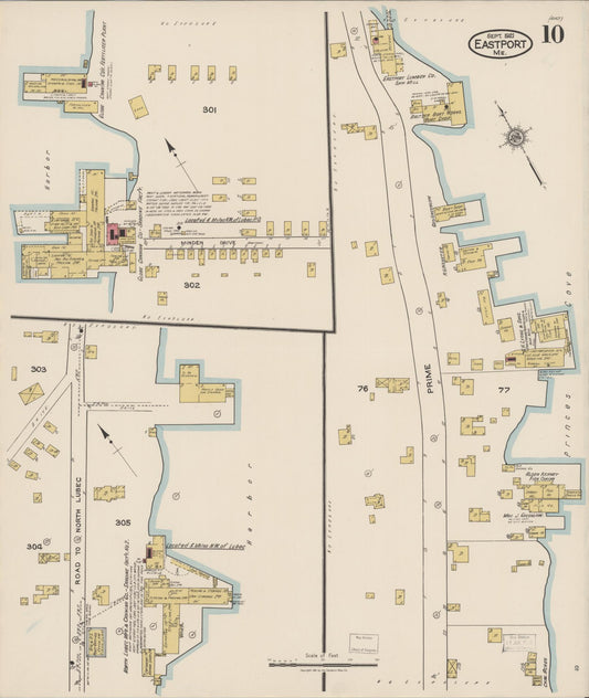 Sanborn Fire Insurance Map from Eastport, Washington County, Maine (1921), Sheet #0010 - Historic Sanborn Fire Insurance Map Print, vintage old map wall art, antique decor, genealogy gift, Maine Maine map