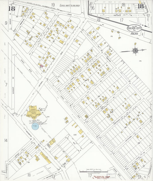 Sanborn Fire Insurance Map from Culver City, Los Angeles County, California (1924), Sheet #0018 - Historic Sanborn Fire Insurance Map Print, vintage old map wall art, antique decor, genealogy gift, California California map