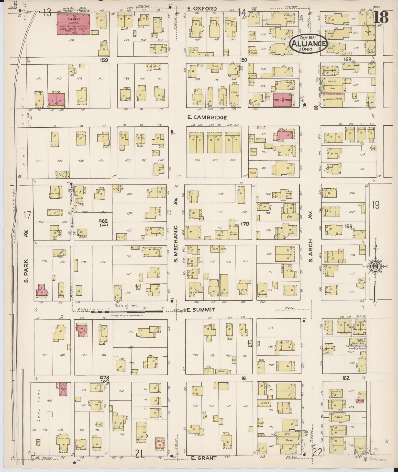 Sanborn Fire Insurance Map from Alliance, Stark County, Ohio (1921), Sheet #0018 - Complete Map Set gallery image, historic Sanborn map, vintage wall art, Ohio Ohio