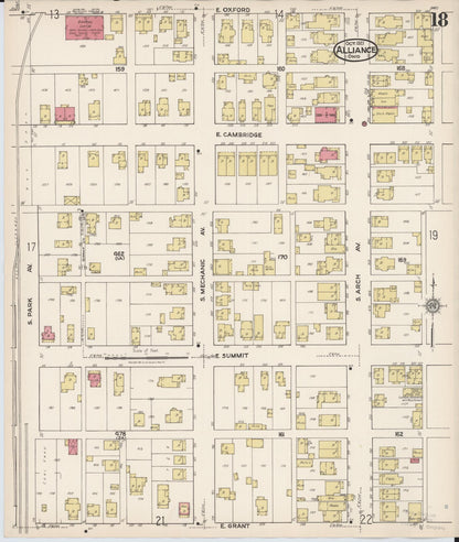 Sanborn Fire Insurance Map from Alliance, Stark County, Ohio (1921), Sheet #0018 - Complete Map Set gallery image, historic Sanborn map, vintage wall art, Ohio Ohio