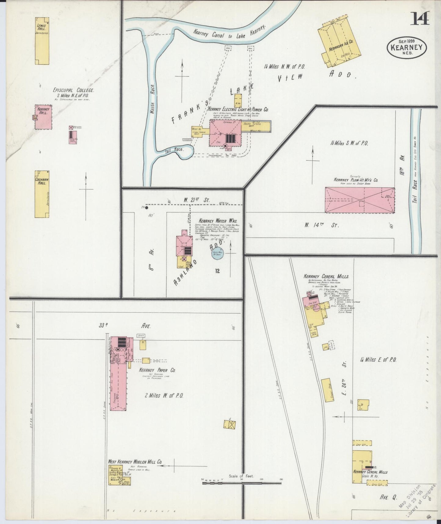 Sanborn Fire Insurance Map from Kearney, Buffalo County, Nebraska (1899), Sheet #0014 - Complete Map Set gallery image, historic Sanborn map, vintage wall art, Nebraska Nebraska