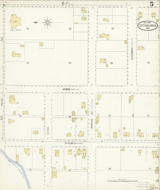 Sanborn Fire Insurance Map from Cottage Grove, Lane County, Oregon (1903), Sheet #0005 - Historic Sanborn Fire Insurance Map Print, vintage old map wall art, antique decor, genealogy gift, Oregon Oregon map