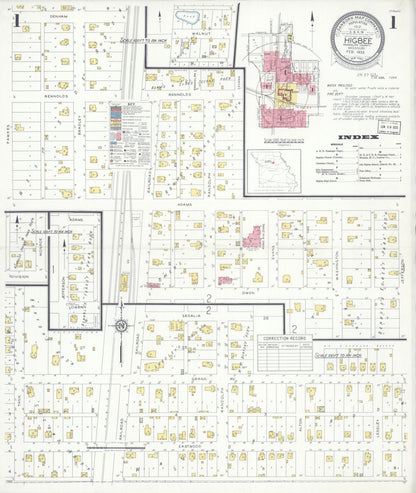 Sanborn Fire Insurance Map from Higbee, Randolph County, Missouri (1933), Sheet #0001 - Historic Sanborn Fire Insurance Map Print, vintage old map wall art, antique decor, genealogy gift, Missouri Missouri map