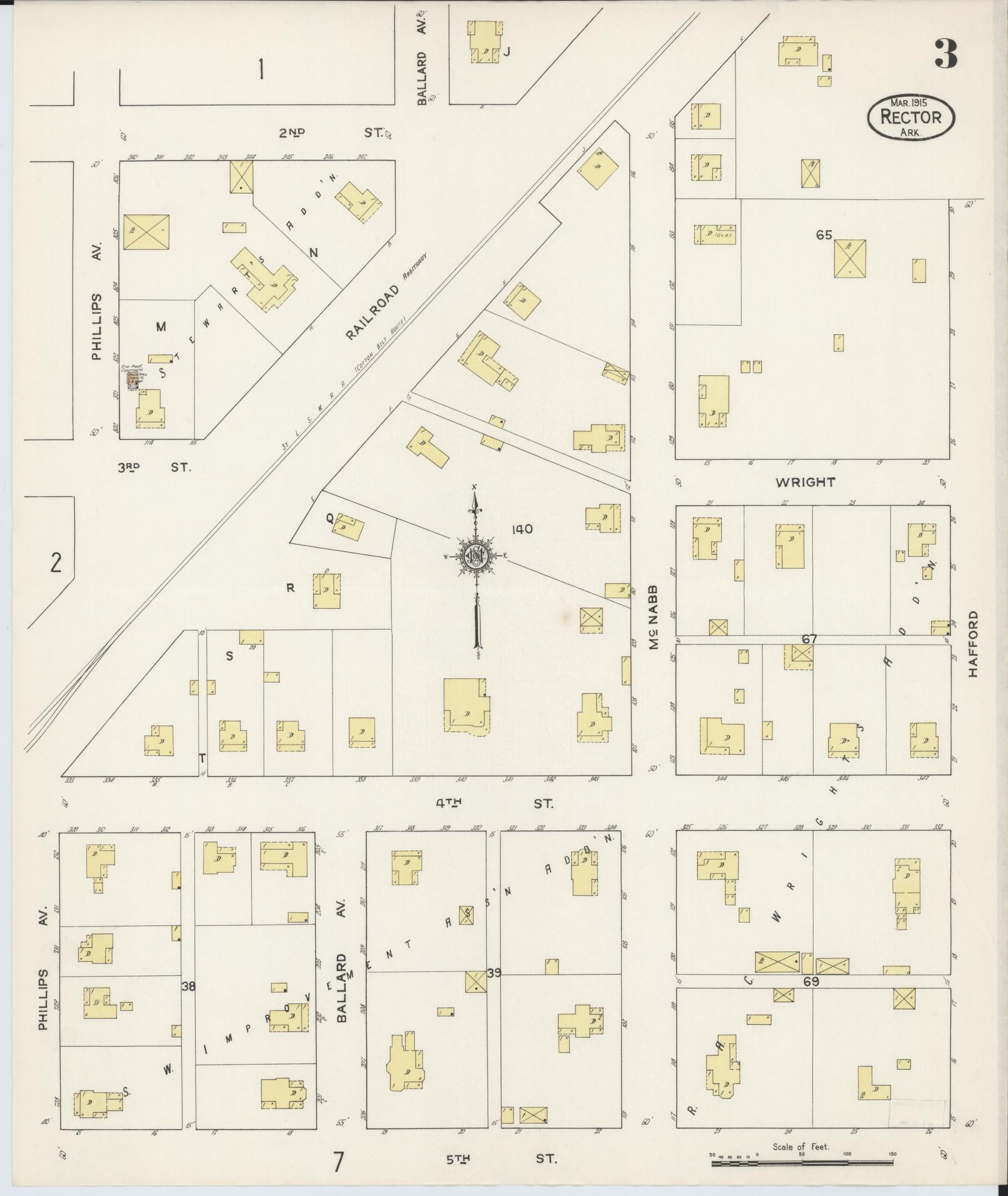 Sanborn Fire Insurance Map from Rector, Clay County, Arkansas (1915), Sheet #0003 - Complete Map Set gallery image, historic Sanborn map, vintage wall art, Arkansas Arkansas