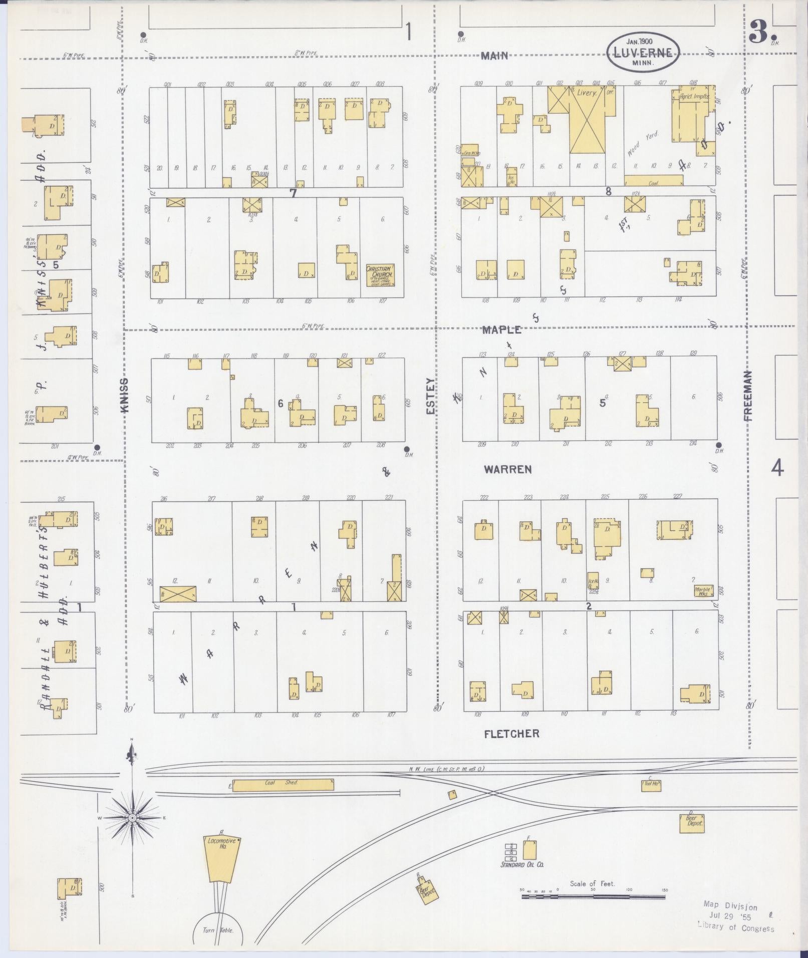 Sanborn Fire Insurance Map from Luverne, Rock County, Minnesota (1900), Sheet #0003 - Historic Sanborn Fire Insurance Map Print, vintage old map wall art, antique decor, genealogy gift, Minnesota Minnesota map