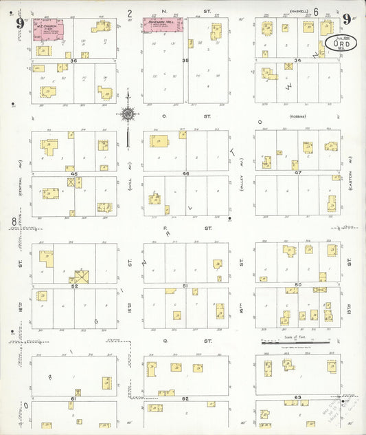 Sanborn Fire Insurance Map from Ord, Valley County, Nebraska (1924), Sheet #0009 - Historic Sanborn Fire Insurance Map Print, vintage old map wall art, antique decor, genealogy gift, Nebraska Nebraska map
