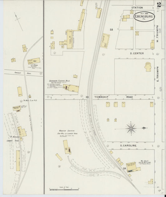 Sanborn Fire Insurance Map from Ebensburg, Cambria County, Pennsylvania (1894), Sheet #0002 - Historic Sanborn Fire Insurance Map Print, vintage old map wall art, antique decor, genealogy gift, Pennsylvania Pennsylvania map