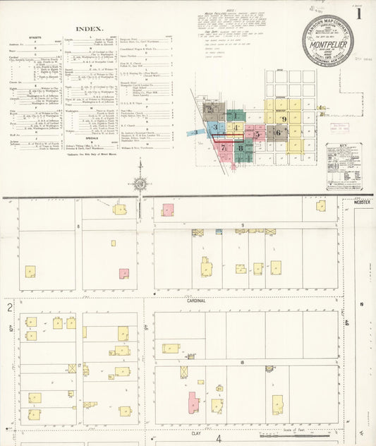 Sanborn Fire Insurance Map from Montpelier, Bear Lake County, Idaho (1915), Sheet #0001 - Historic Sanborn Fire Insurance Map Print, vintage old map wall art, antique decor, genealogy gift, Idaho Idaho map