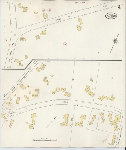 Sanborn Fire Insurance Map from Warren, Knox County, Maine (1927), Sheet #0004 - Historic Sanborn Fire Insurance Map Print, vintage old map wall art, antique decor, genealogy gift, Maine Maine map