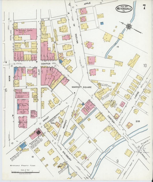Sanborn Fire Insurance Map from Meyersdale, Somerset County, Pennsylvania (1919), Sheet #0007 - Historic Sanborn Fire Insurance Map Print, vintage old map wall art, antique decor, genealogy gift, Pennsylvania Pennsylvania map