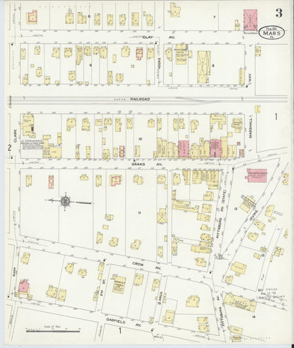 Sanborn Fire Insurance Map from Mars, Butler County, Pennsylvania (1911), Sheet #0003 - Complete Map Set gallery image, historic Sanborn map, vintage wall art, Pennsylvania Pennsylvania