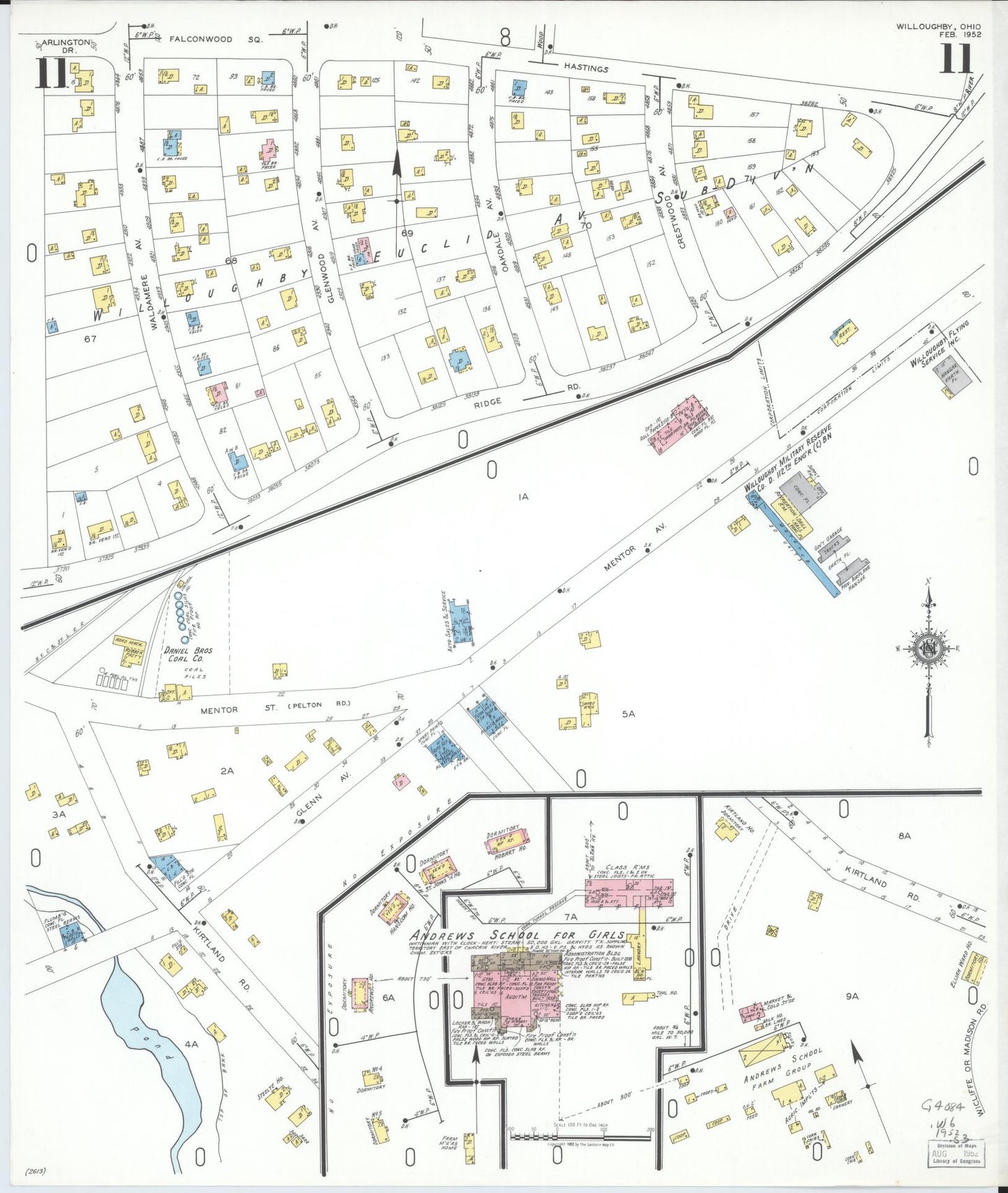 Sanborn Fire Insurance Map from Willoughby, Lake County, Ohio (1952), Sheet #0011 - Historic Sanborn Fire Insurance Map Print, vintage old map wall art, antique decor, genealogy gift, Ohio Ohio map