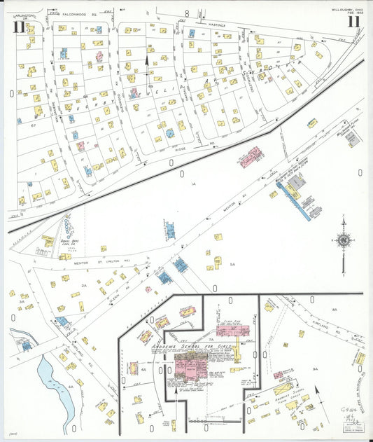 Sanborn Fire Insurance Map from Willoughby, Lake County, Ohio (1952), Sheet #0011 - Historic Sanborn Fire Insurance Map Print, vintage old map wall art, antique decor, genealogy gift, Ohio Ohio map