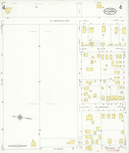 Sanborn Fire Insurance Map from Fillmore, Ventura County, California (1929), Sheet #0004 - Complete Map Set gallery image, historic Sanborn map, vintage wall art, California California