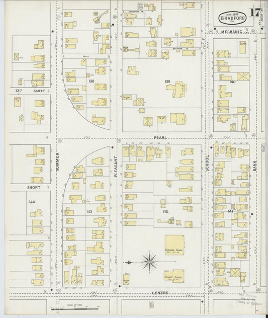 Sanborn Fire Insurance Map from Bradford, McKean County, Pennsylvania (1895), Sheet #0017 - Historic Sanborn Fire Insurance Map Print, vintage old map wall art, antique decor, genealogy gift, Pennsylvania Pennsylvania map