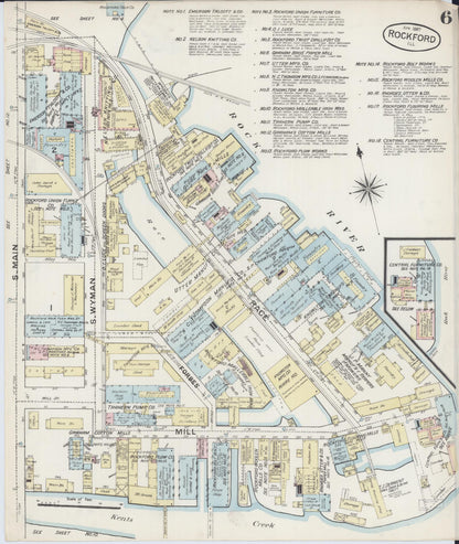Sanborn Fire Insurance Map from Rockford, Winnebago County, Illinois (1887), Sheet #0006 - Complete Map Set gallery image, historic Sanborn map, vintage wall art, Illinois Illinois