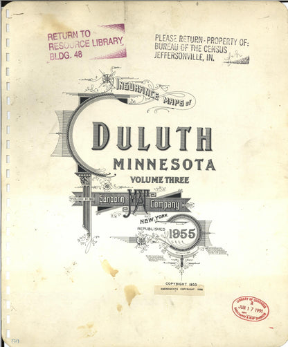 Sanborn Fire Insurance Map from Duluth, Saint Louis County, Minnesota (1963), Sheet #0001 - Historic Sanborn Fire Insurance Map Print, vintage old map wall art, antique decor, genealogy gift, Minnesota Minnesota map