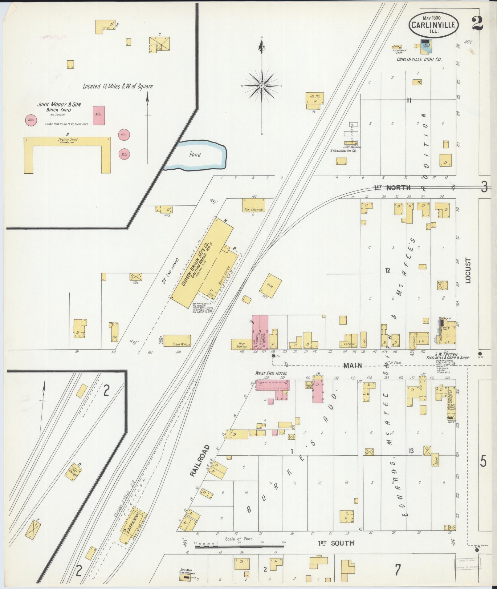 Sanborn Fire Insurance Map from Carlinville, Macoupin County, Illinois (1900), Sheet #0002 - Complete Map Set gallery image, historic Sanborn map, vintage wall art, Illinois Illinois