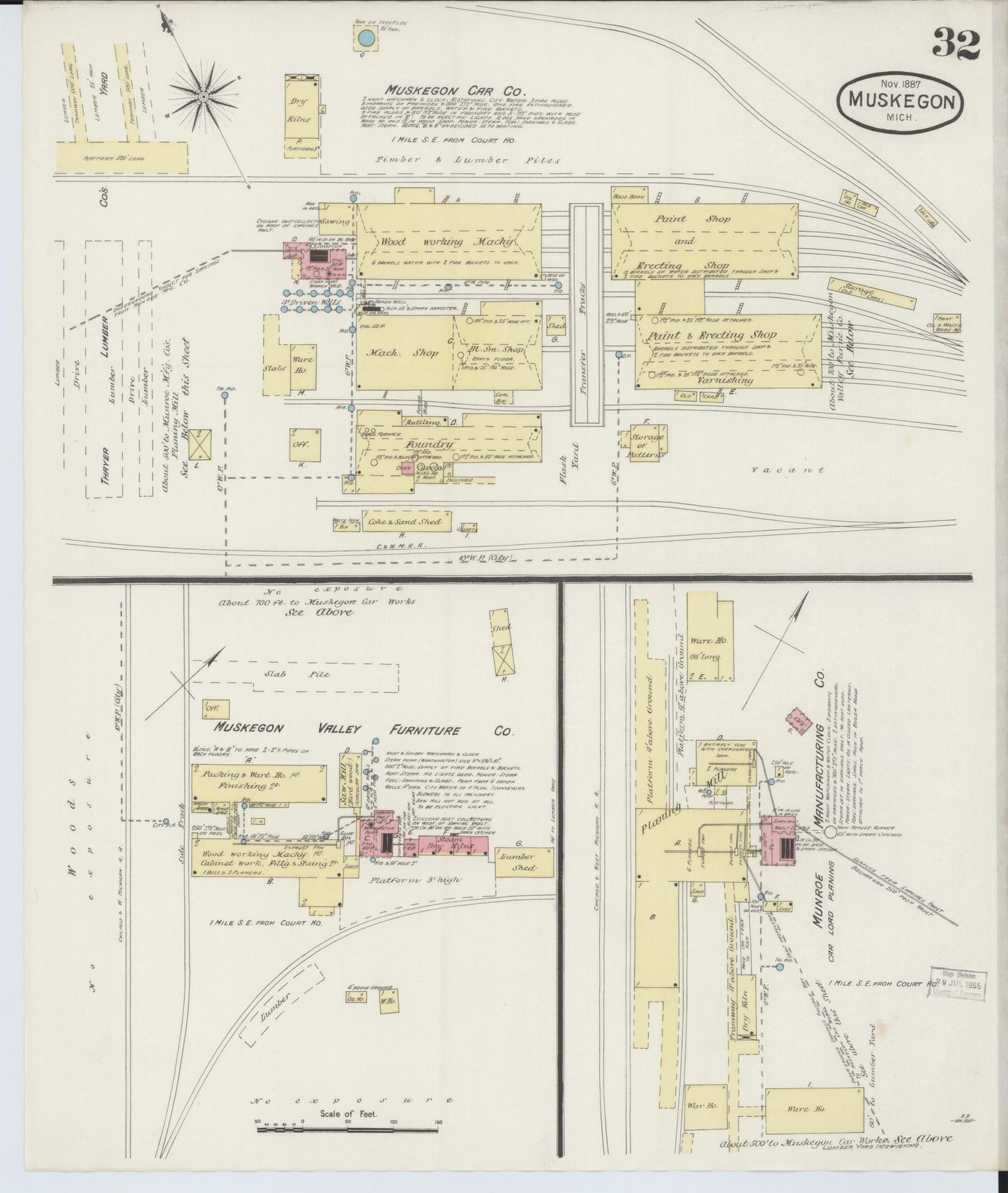 Sanborn Fire Insurance Map from Muskegon, Muskegon County, Michigan (1887), Sheet #0032 - Complete Map Set gallery image, historic Sanborn map, vintage wall art, Michigan Michigan