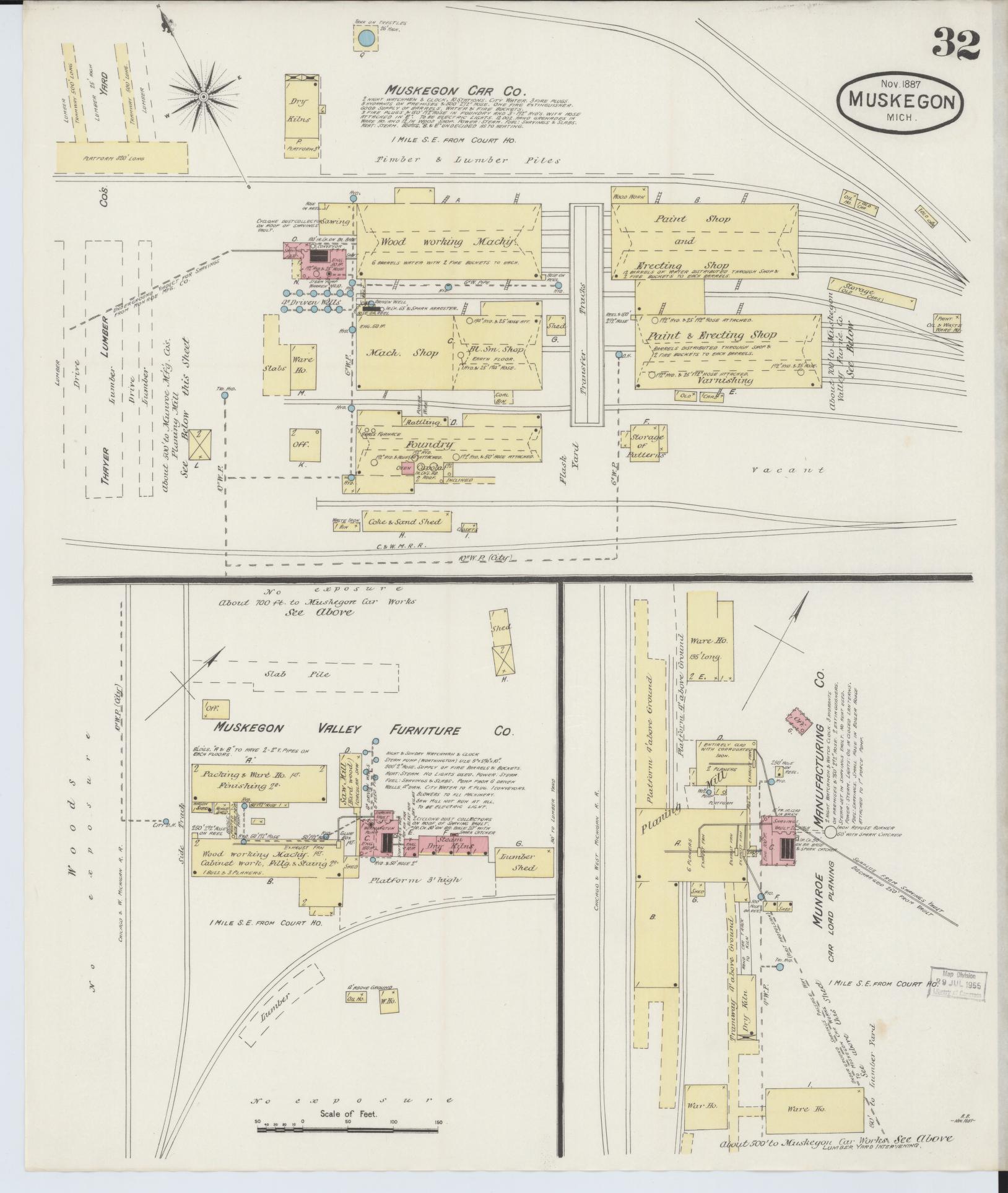 Sanborn Fire Insurance Map from Muskegon, Muskegon County, Michigan (1887), Sheet #0032 - Complete Map Set gallery image, historic Sanborn map, vintage wall art, Michigan Michigan