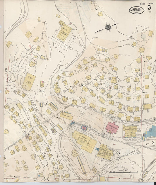 Sanborn Fire Insurance Map from Morenci, Greenlee County, Arizona (1931), Sheet #0005 - Historic Sanborn Fire Insurance Map Print, vintage old map wall art, antique decor, genealogy gift, Arizona Arizona map