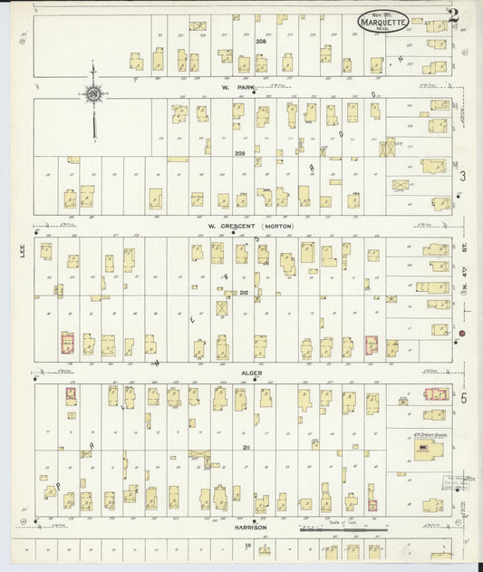 Sanborn Fire Insurance Map from Marquette, Marquette County, Michigan (1911), Sheet #0002 - Historic Sanborn Fire Insurance Map Print, vintage old map wall art, antique decor, genealogy gift, Michigan Michigan map