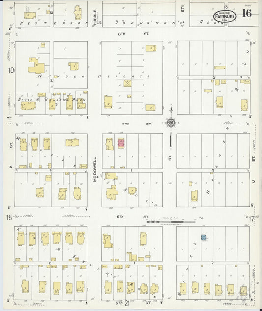 Sanborn Fire Insurance Map from Fairbury, Jefferson County, Nebraska (1921), Sheet #0016 - Historic Sanborn Fire Insurance Map Print, vintage old map wall art, antique decor, genealogy gift, Nebraska Nebraska map