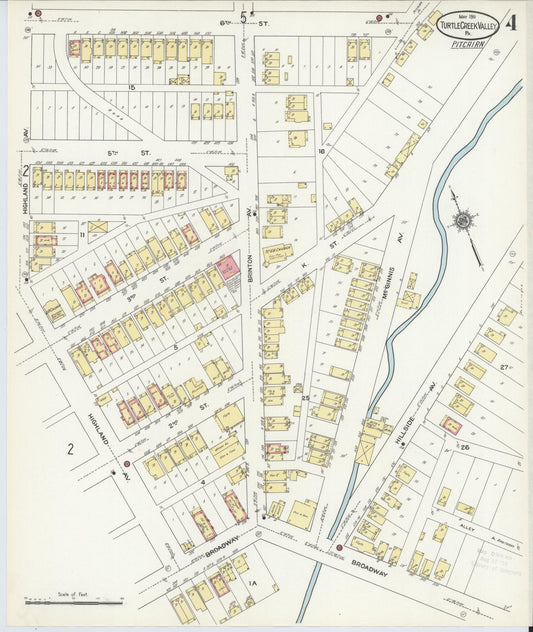 Sanborn Fire Insurance Map from Turtle Creek Valley, Allegheny County, Pennsylvania (1911), Sheet #0004 - Historic Sanborn Fire Insurance Map Print, vintage old map wall art, antique decor, genealogy gift, Pennsylvania Pennsylvania map